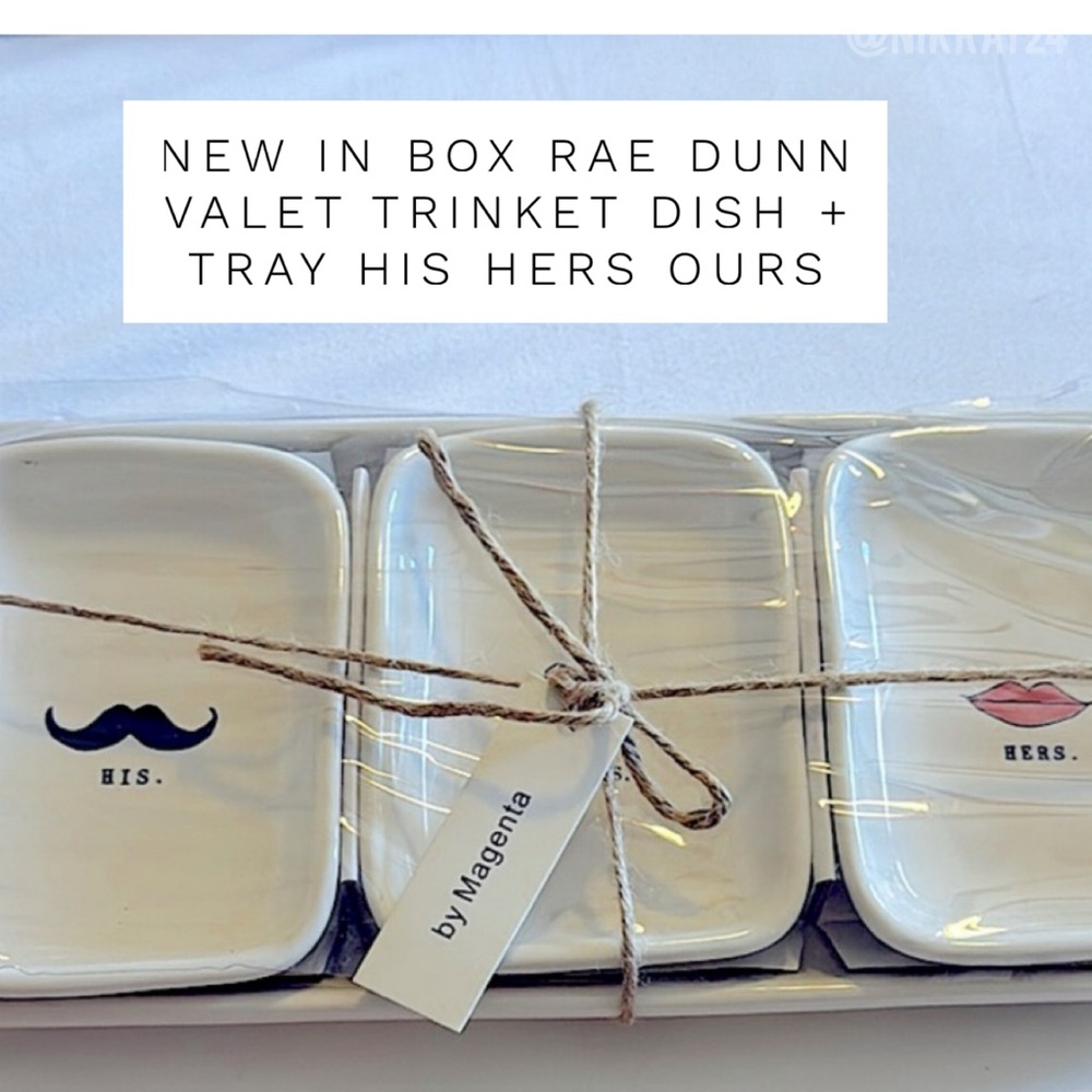 NEW IN BOX NIB Rae Dunn Valet trinket dish + tray HIS HERS OURS